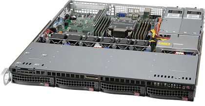 Сервер Supermicro SYS-510P-MR CSE-813 noCPU X12SPO-F 8хDDR4 softRaid IPMI 2х400W PSU Ethernet 2х1Gb/s 4х3,5" G34